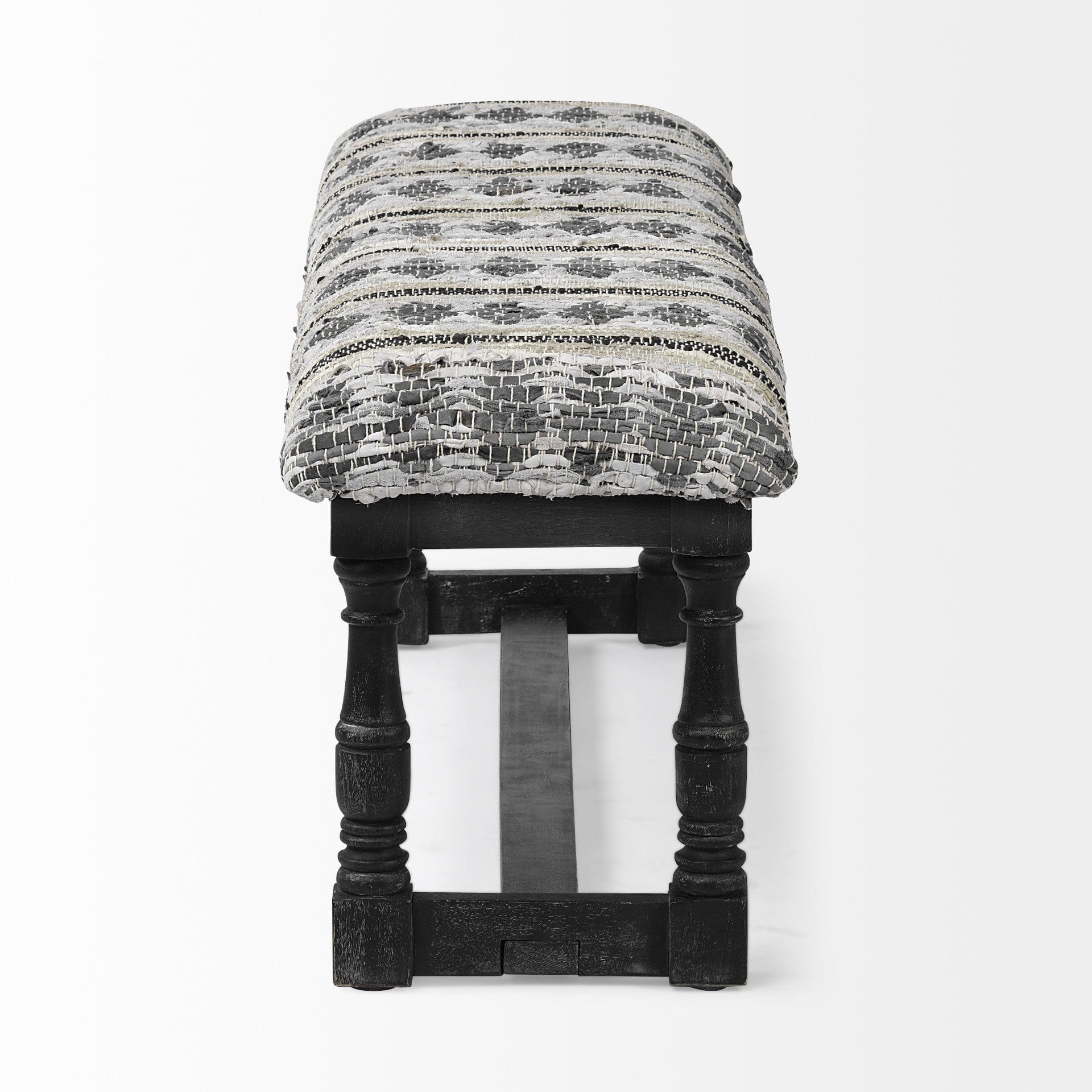 15" Off White and Black Upholstered Faux Leather Bench - Homeroots - Flyclothing LLC