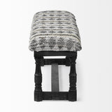 15" Off White and Black Upholstered Faux Leather Bench - Homeroots