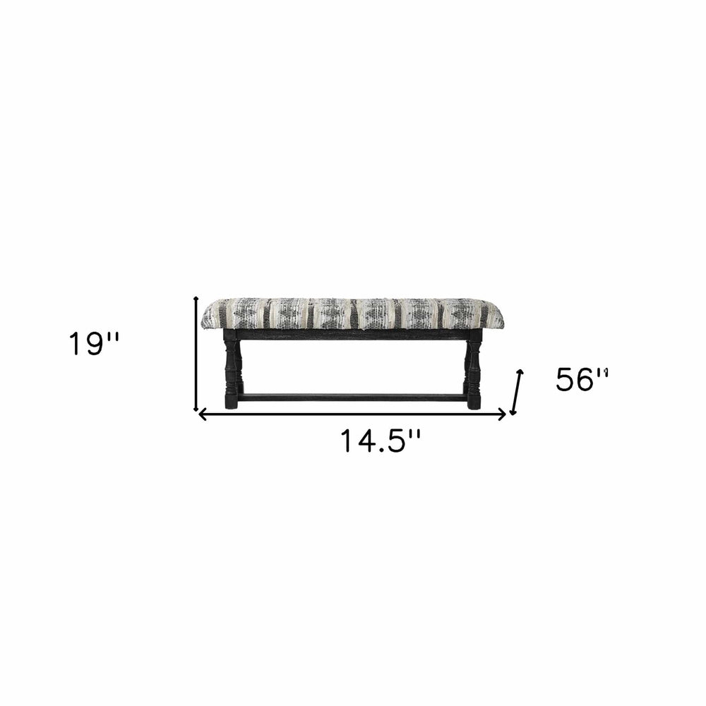 15" Off White and Black Upholstered Faux Leather Bench - Homeroots - Flyclothing LLC