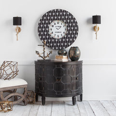4" Circle Black And White Wood Analog Wall Clock - Homeroots