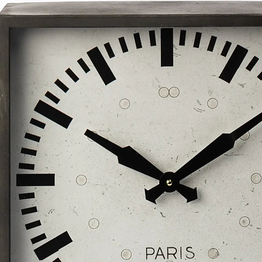 Square Gray Metal Desk Table Clock With Simple White And Black Face - Homeroots - Flyclothing LLC