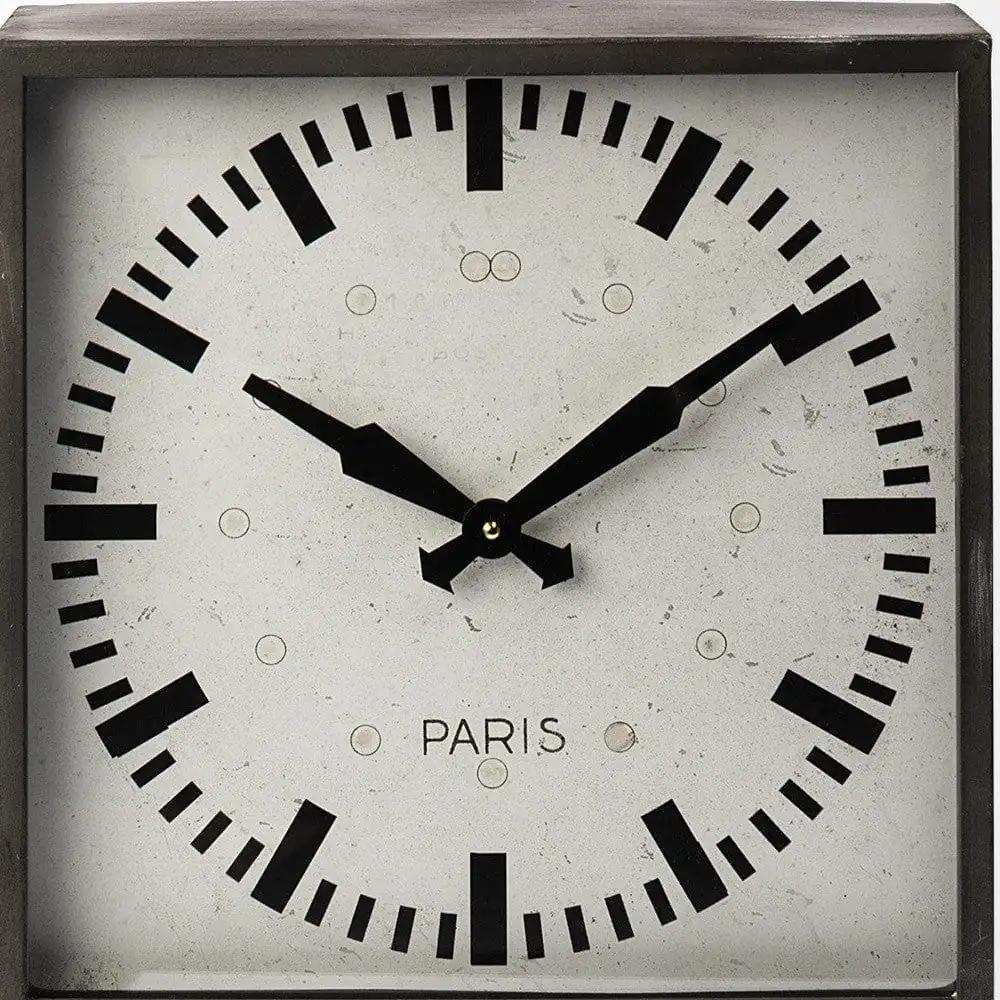 Square Gray Metal Desk Table Clock With Simple White And Black Face - Homeroots - Flyclothing LLC