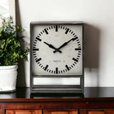 Square Gray Metal Desk Table Clock With Simple White And Black Face - Homeroots - Flyclothing LLC