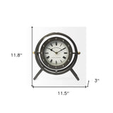 Gray Metal Circular Desk Table Clock With Rivet Detail Frame - Homeroots - Flyclothing LLC