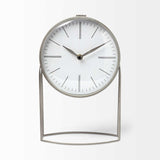 Gray Metal Circular Desk Table Clock Equipped With A Quartz Movement - Homeroots
