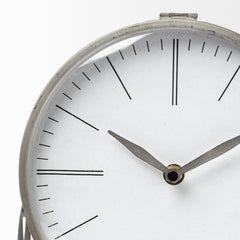 Gray Metal Circular Desk Table Clock Equipped With A Quartz Movement - Homeroots