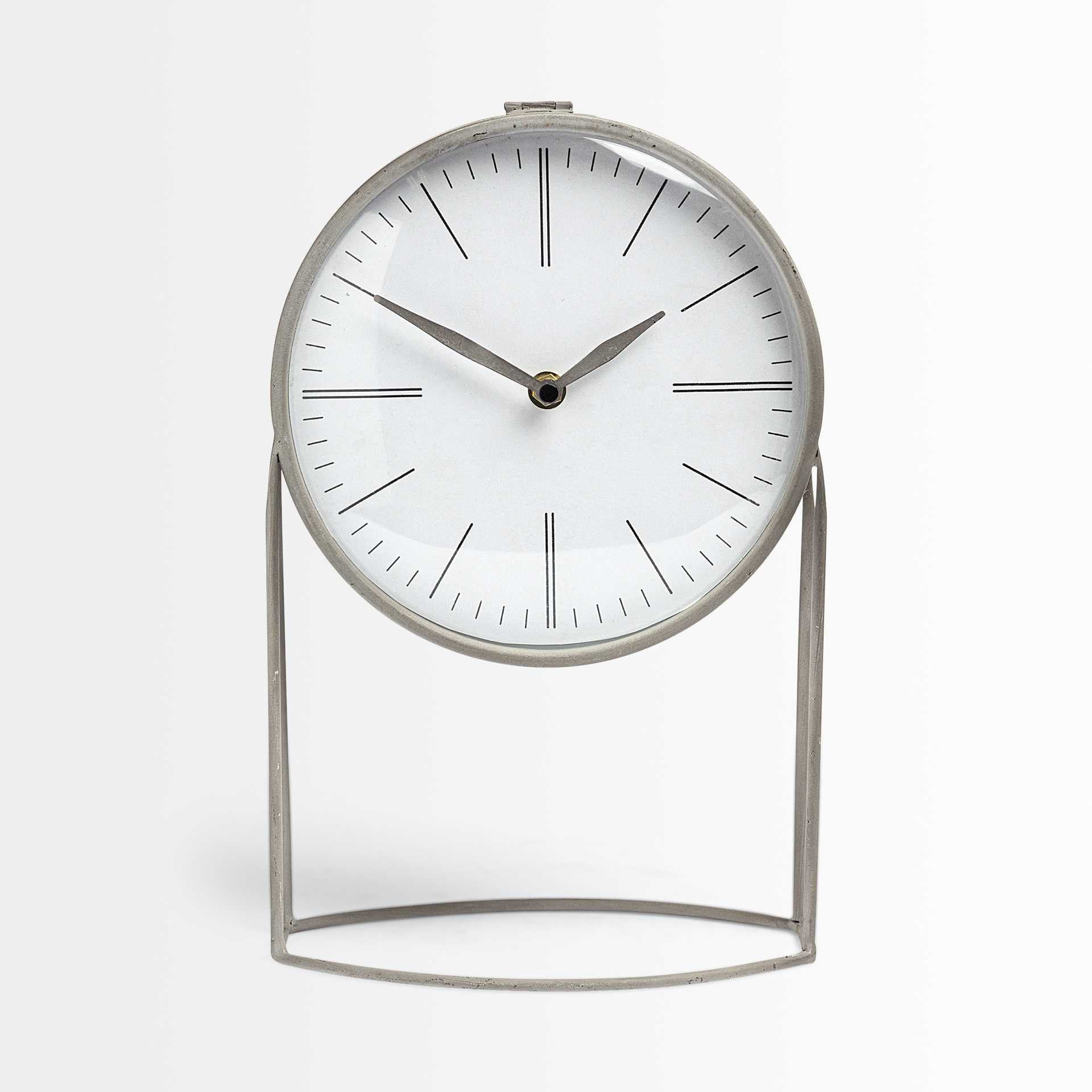Gray Metal Circular Desk Table Clock Equipped With A Quartz Movement - Homeroots