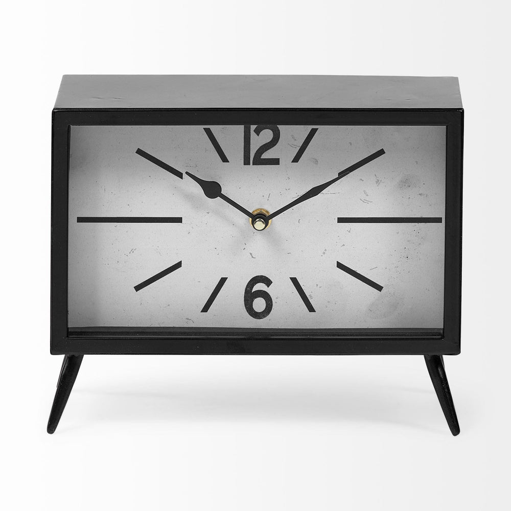Rectangular Black Metal Desk Table Clock - Homeroots