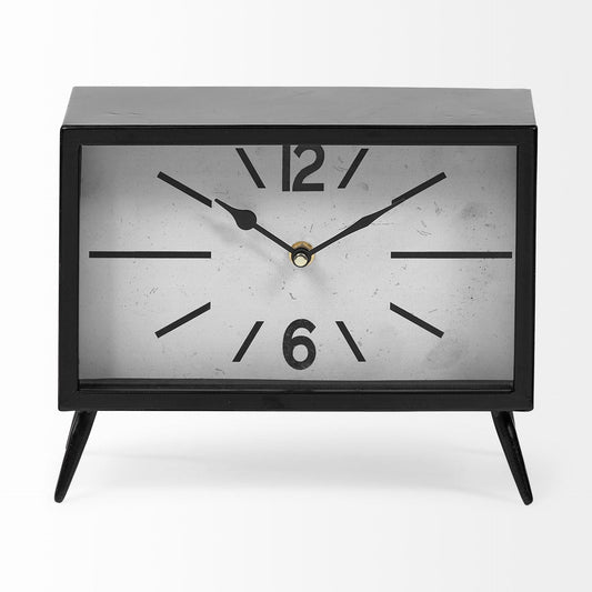 Rectangular Black Metal Desk Table Clock - Homeroots