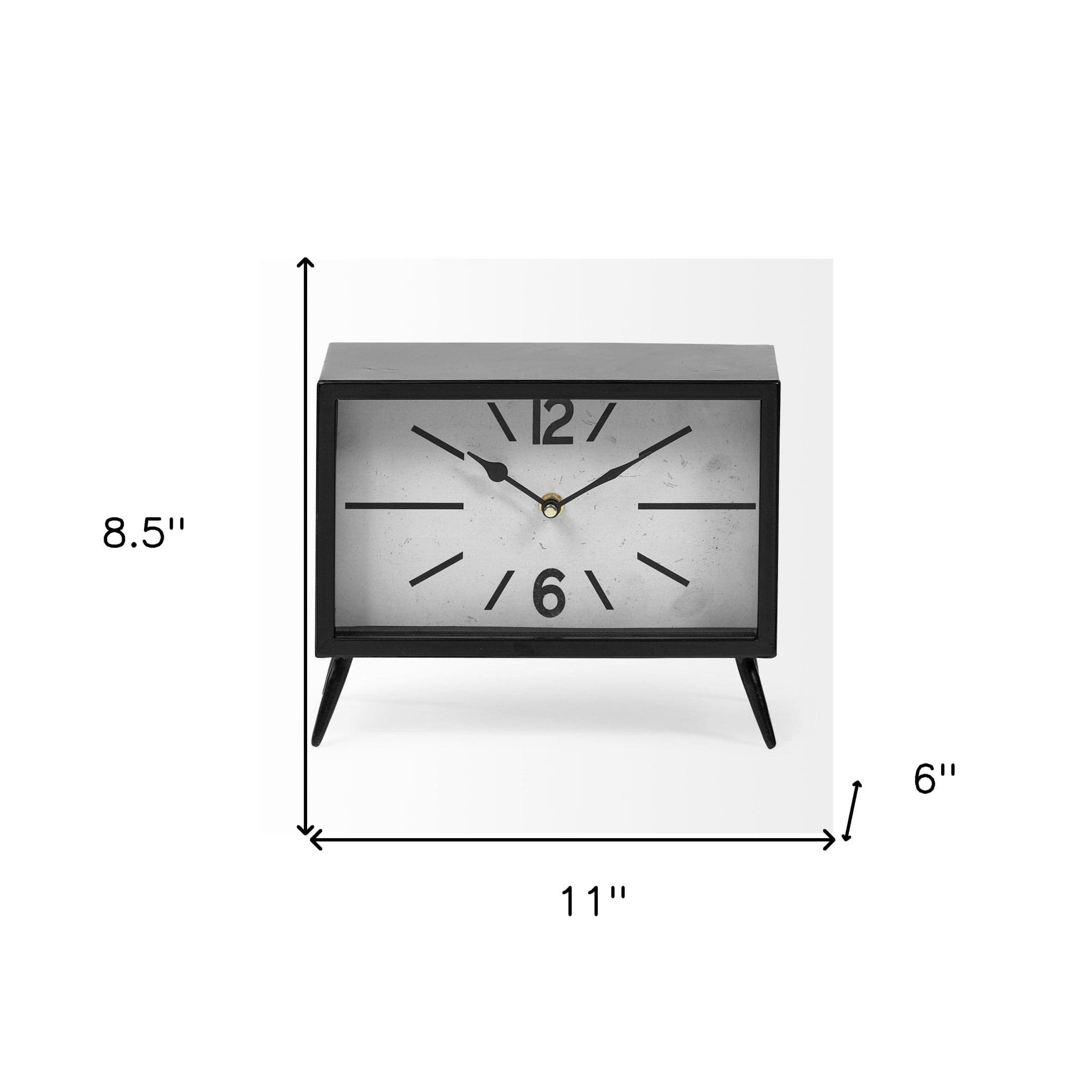 Rectangular Black Metal Desk Table Clock - Homeroots