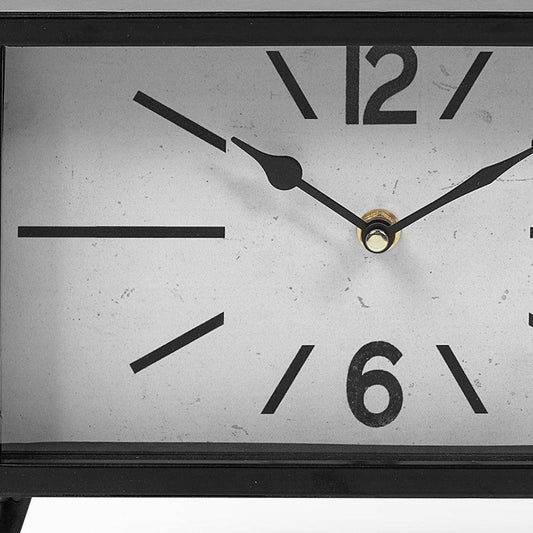 Rectangular Black Metal Desk Table Clock - Homeroots