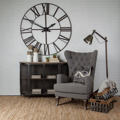 50" Circle Black Metal Skeleton Wall Clock - Homeroots