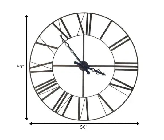 50" Circle Black Metal Skeleton Wall Clock - Homeroots - Flyclothing LLC