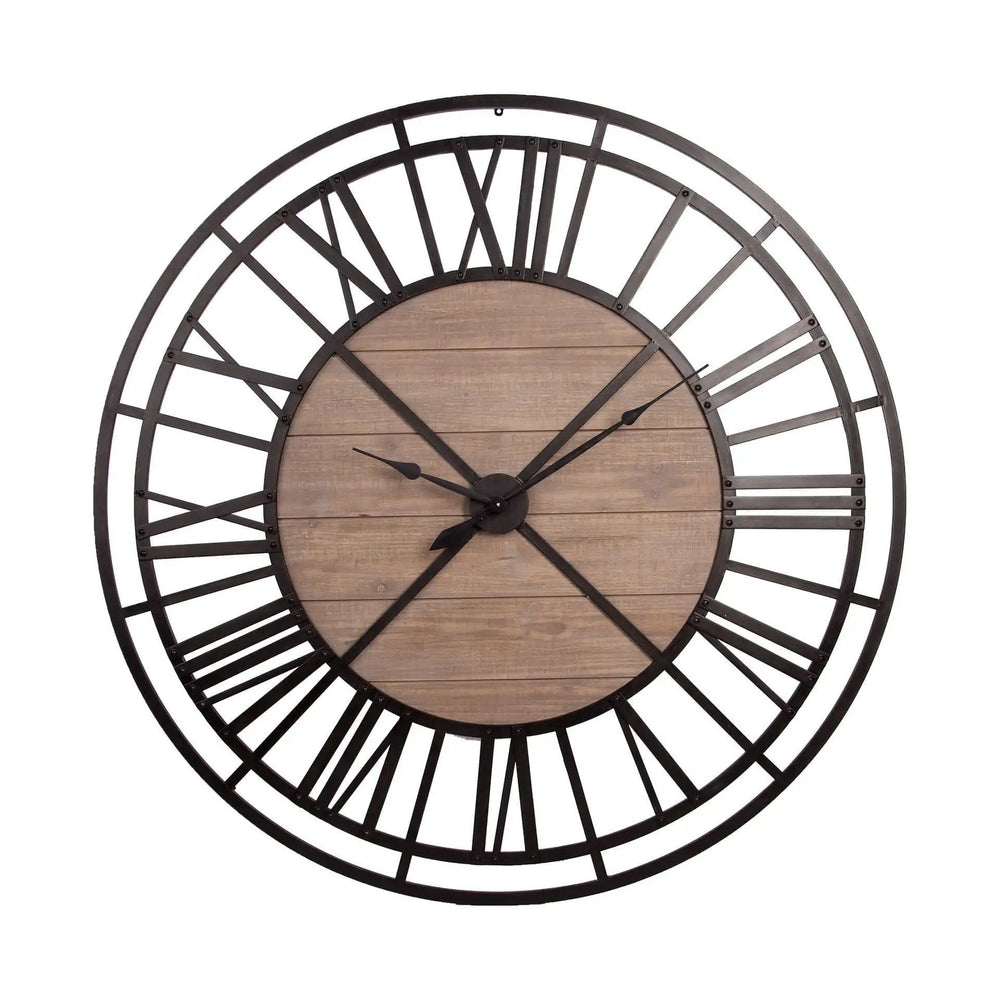 3" Circle Black Metal Skeleton Wall Clock - Homeroots