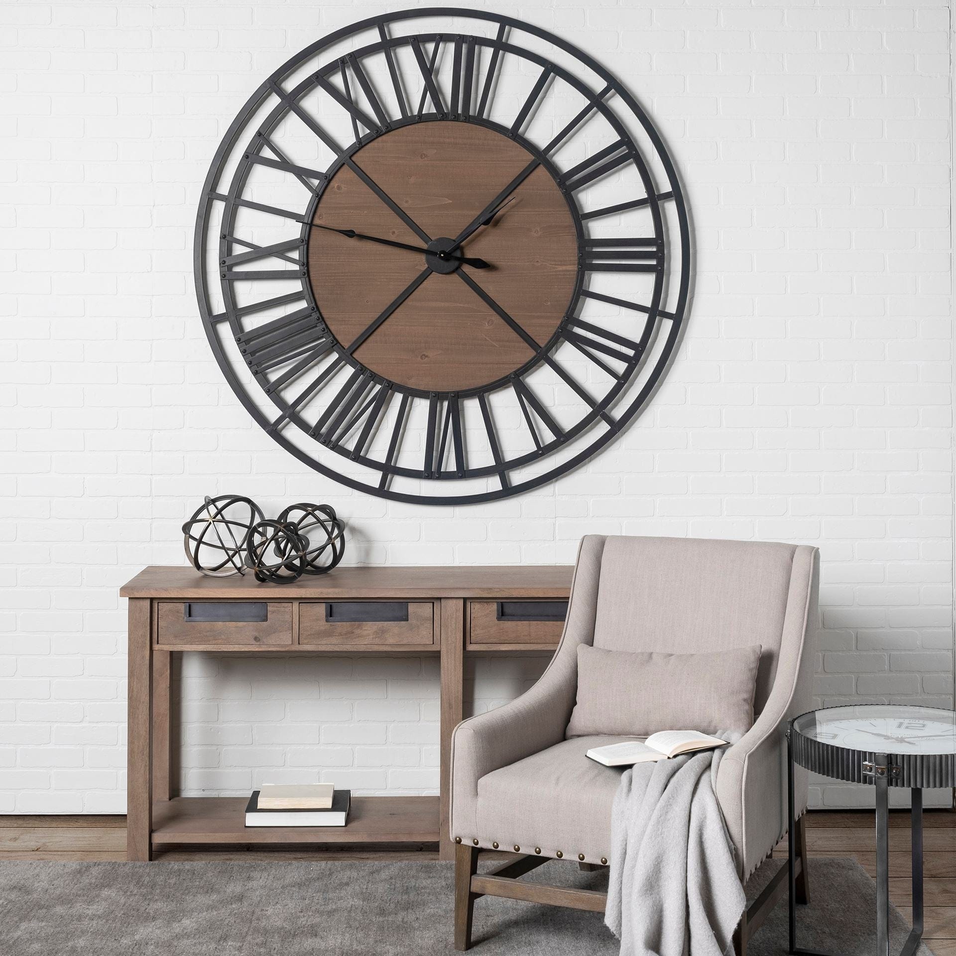 3" Circle Black Metal Skeleton Wall Clock - Homeroots - Flyclothing LLC