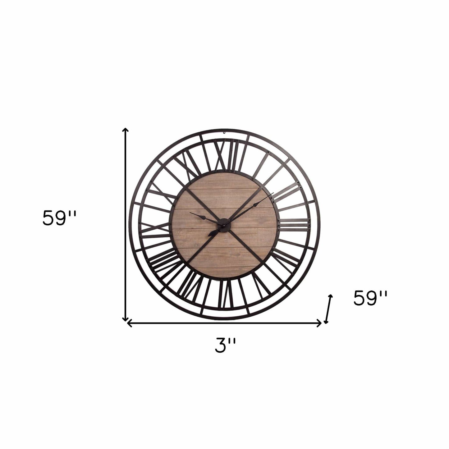 3" Circle Black Metal Skeleton Wall Clock - Homeroots - Flyclothing LLC