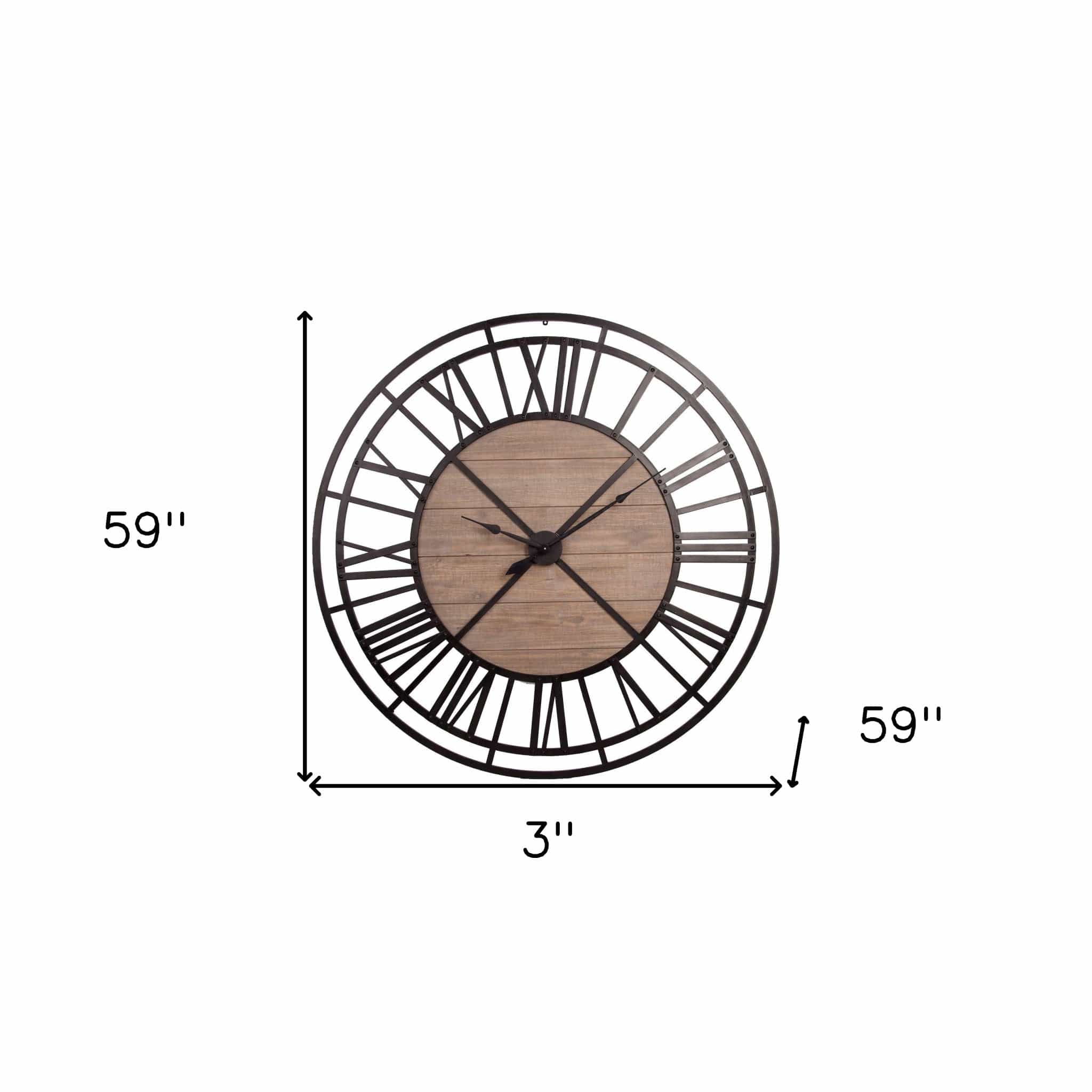 3" Circle Black Metal Skeleton Wall Clock - Homeroots - Flyclothing LLC