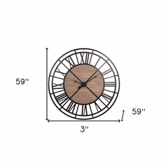 3" Circle Black Metal Skeleton Wall Clock