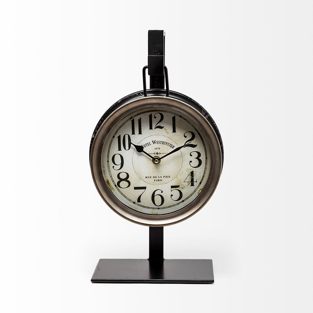Metallic Brown Metal Hanging Desk Table Clock - Homeroots