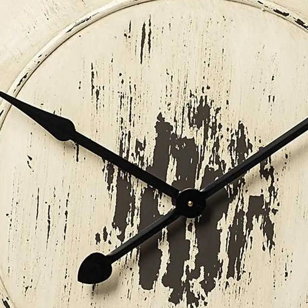 3" Circle Antiqued White Wood Analog Wall Clock - Homeroots - Flyclothing LLC