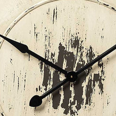 3" Circle Antiqued White Wood Analog Wall Clock