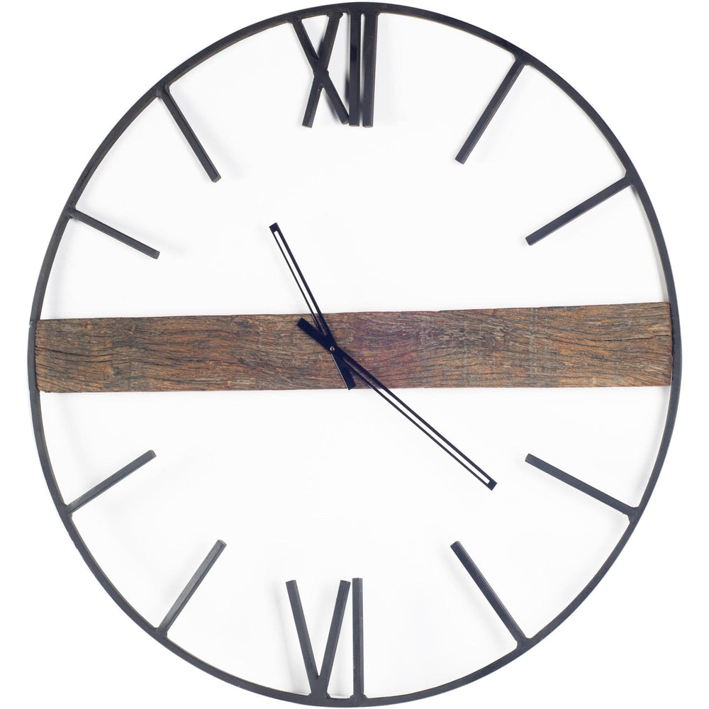 2" Circle Black Metal Skeleton Wall Clock - Homeroots