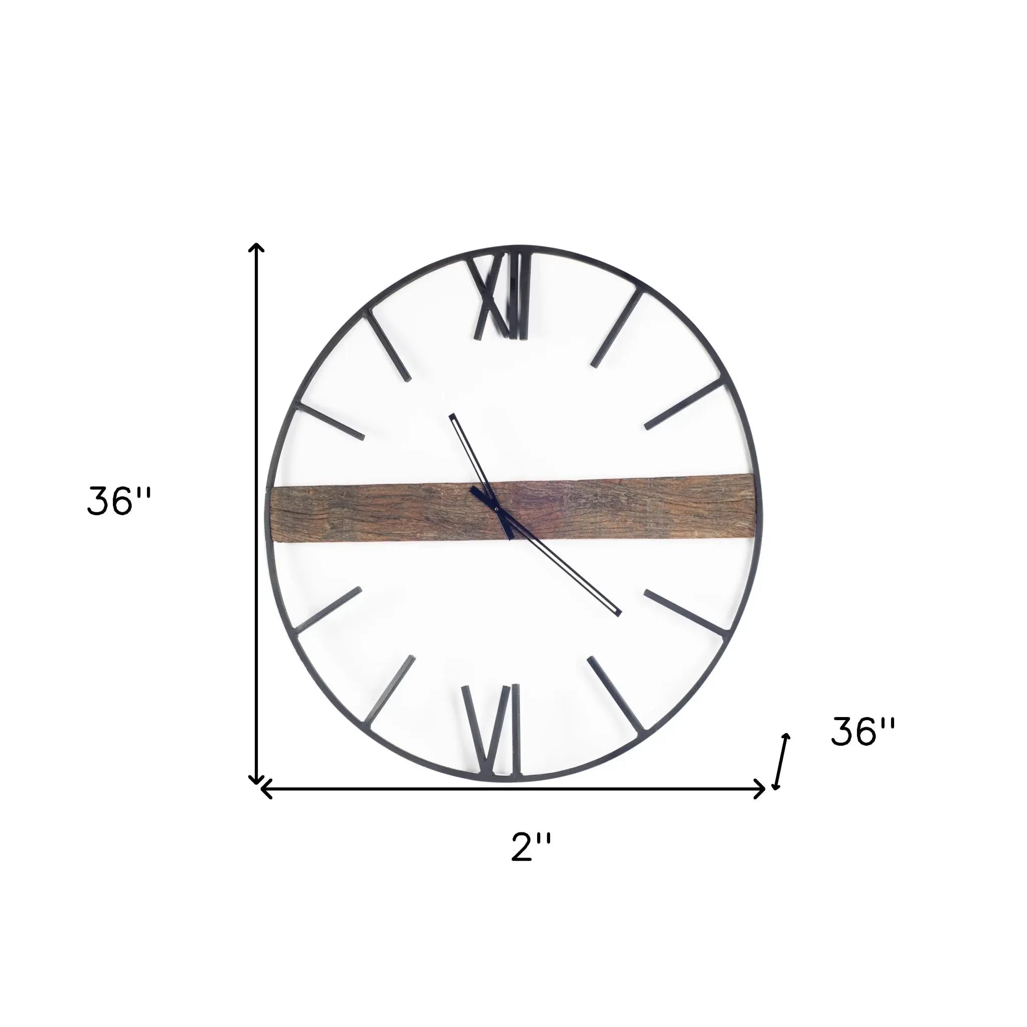 2" Circle Black Metal Skeleton Wall Clock - Homeroots - Flyclothing LLC