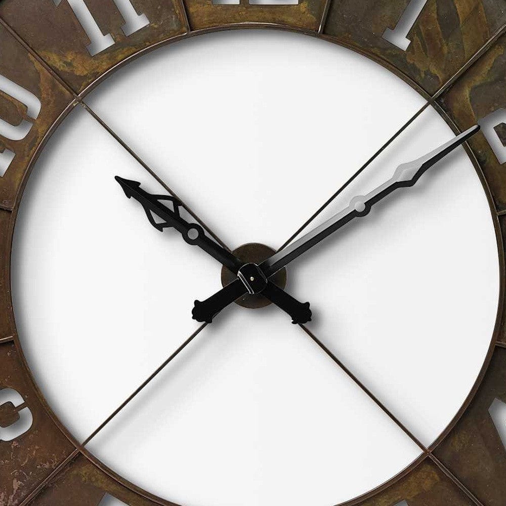57" Round Industrial Brown Wall Clock - Homeroots - Flyclothing LLC