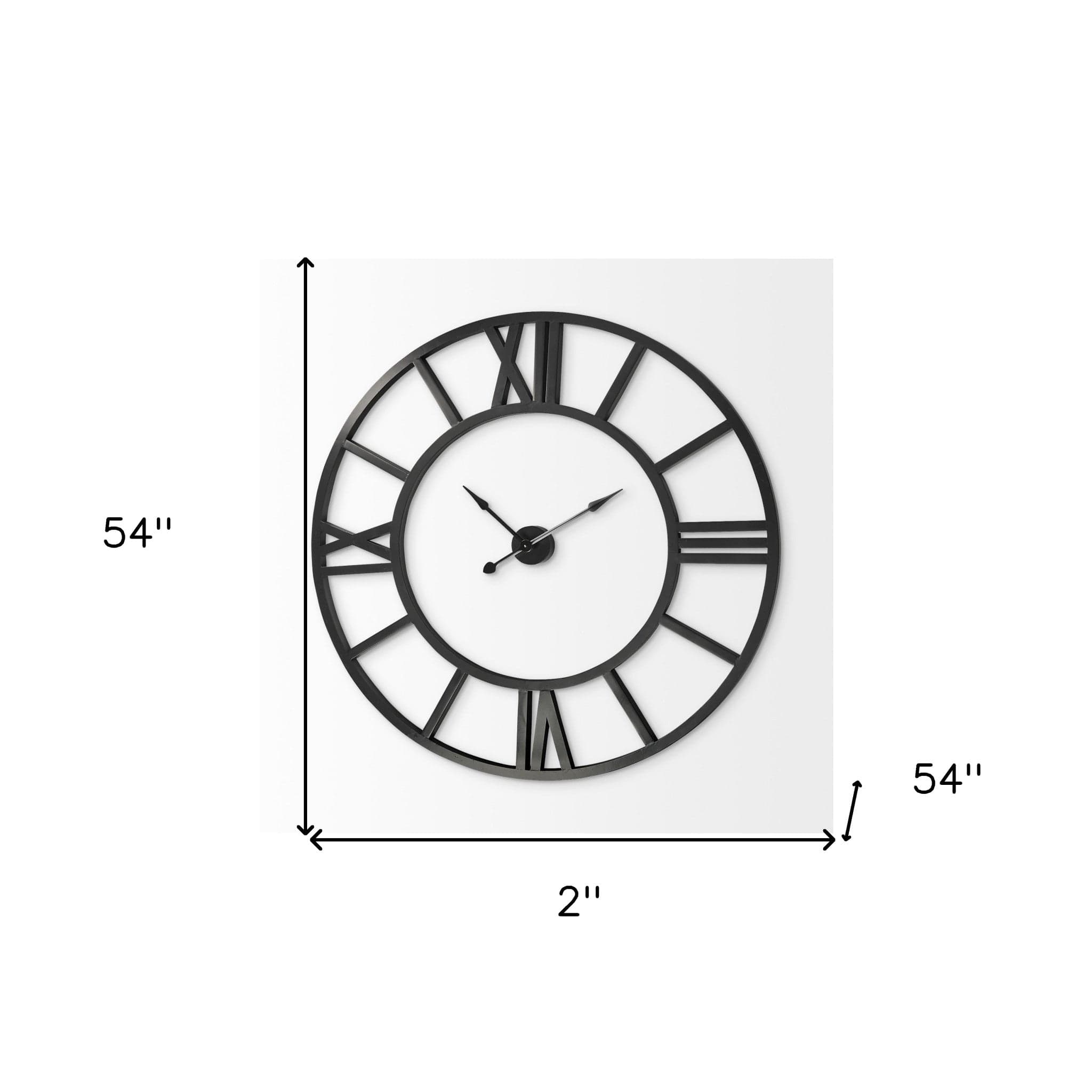 54" Round Xl Industrial Style Wall Clock With Open Face Desing - Homeroots - Flyclothing LLC