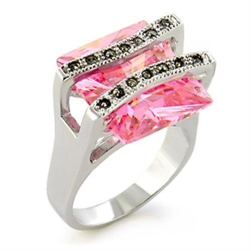 37623 - Antique Tone 925 Sterling Silver Ring with AAA Grade CZ  in Rose - Alamode