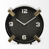 Black Gold Metal Round Desk Table Clock - Homeroots