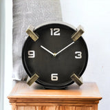 Black Gold Metal Round Desk Table Clock - Homeroots