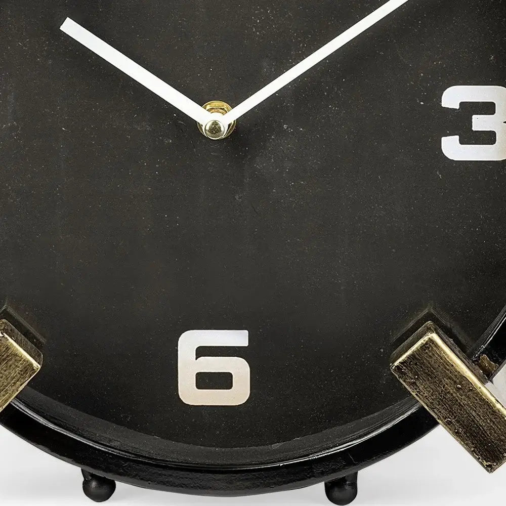 Black Gold Metal Round Desk Table Clock - Homeroots - Flyclothing LLC