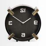 Black Gold Metal Round Desk Table Clock - Homeroots