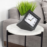 Black Metal Cube Desk Table Clock - Homeroots