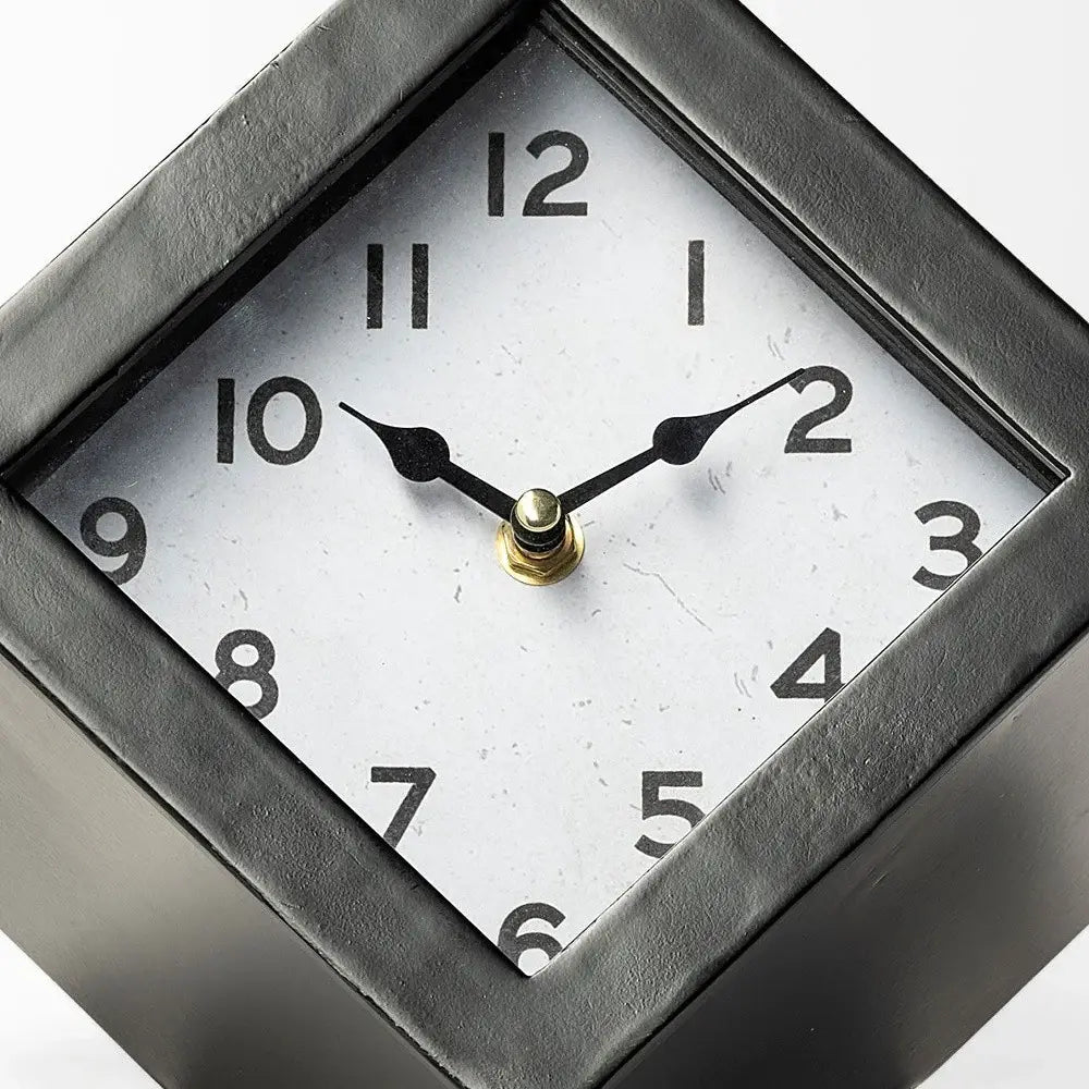 Black Metal Cube Desk Table Clock - Homeroots - Flyclothing LLC