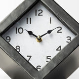 Black Metal Cube Desk Table Clock - Homeroots