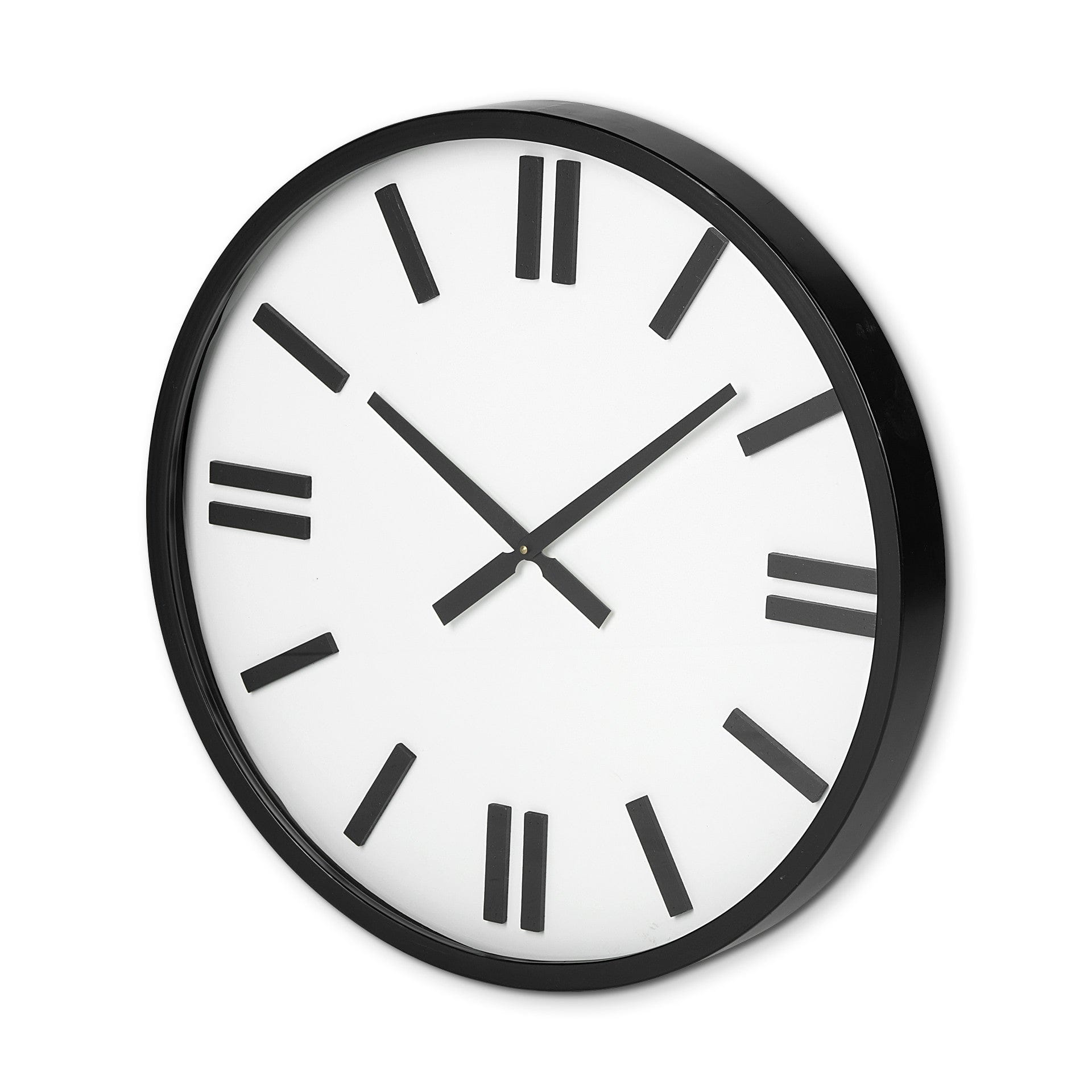 24" Round Large Modern Wall Clock With White Face And Non-Numarical Number - Homeroots