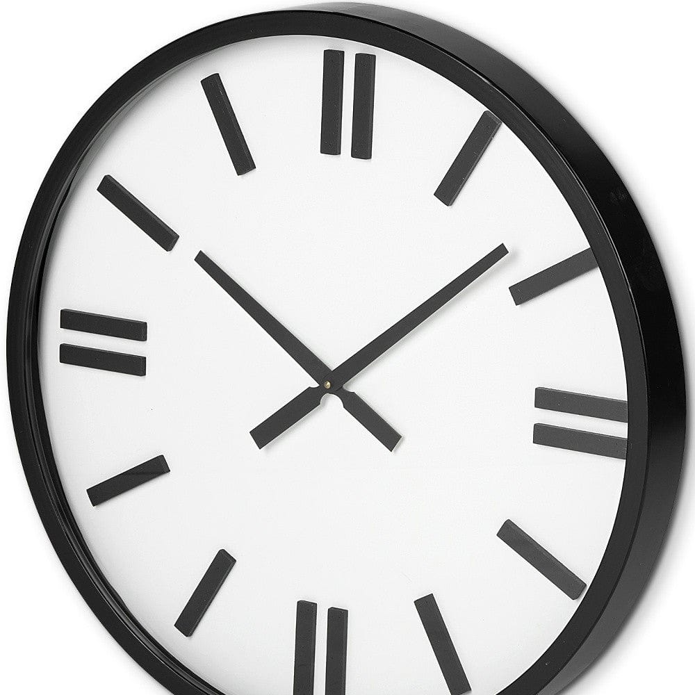 24" Round Large Modern Wall Clock With White Face And Non-Numarical Number - Homeroots