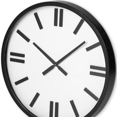 24" Round Large Modern Wall Clock With White Face And Non-Numarical Number - Homeroots