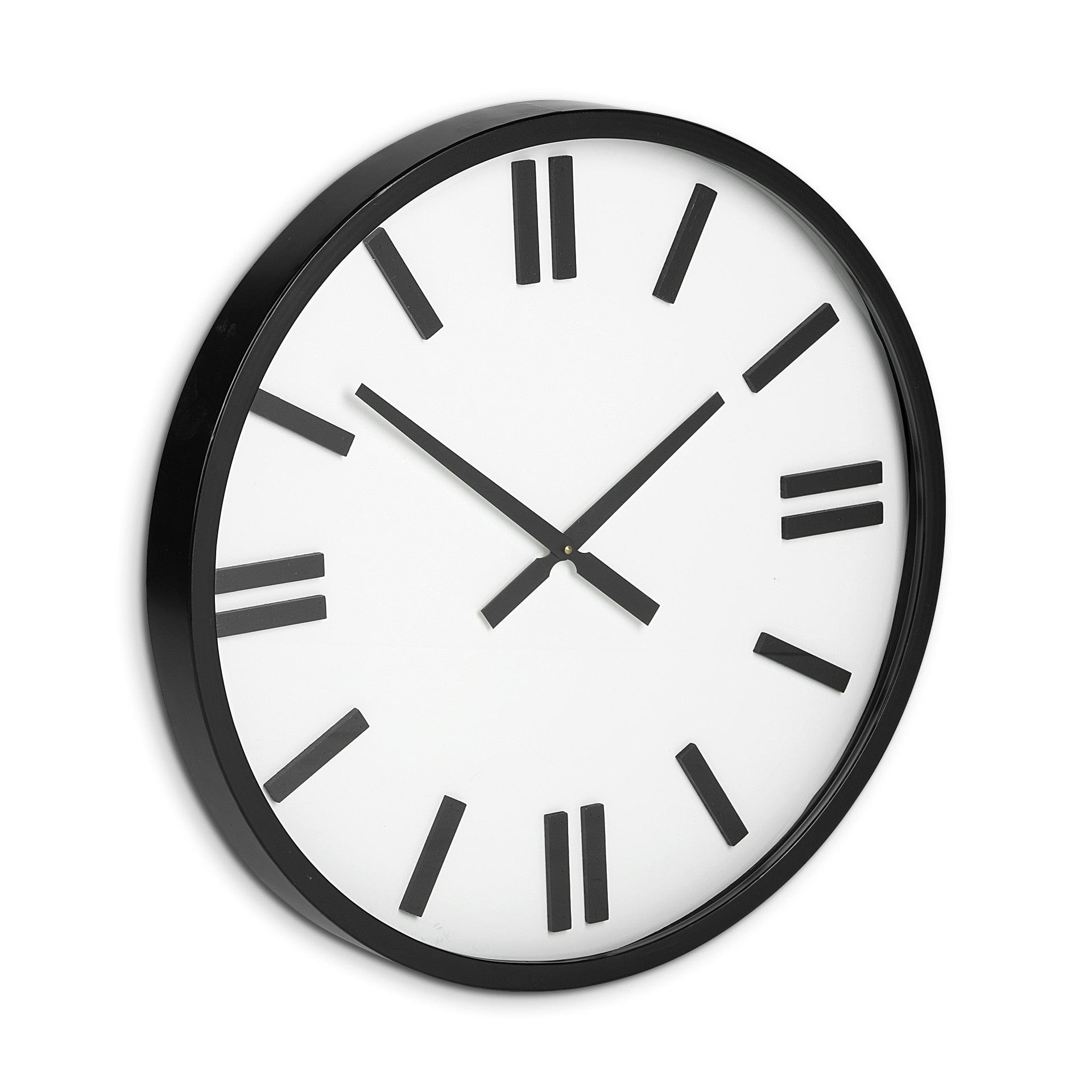 24" Round Large Modern Wall Clock With White Face And Non-Numarical Number - Homeroots