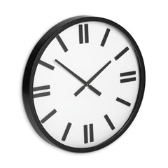 24" Round Large Modern Wall Clock With White Face And Non-Numarical Number - Homeroots