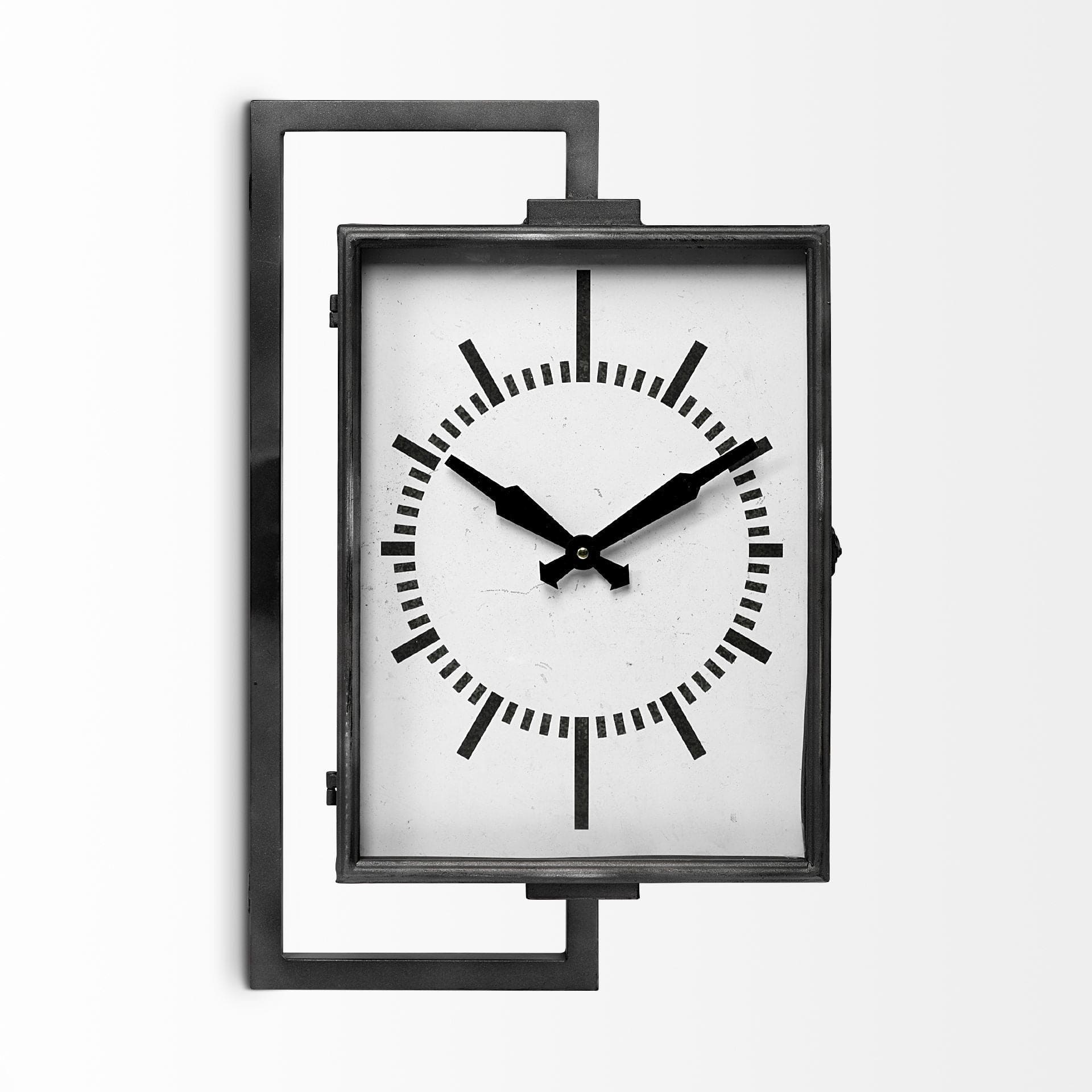Rectangular Large Black Industrial Style Wall Clock - Homeroots