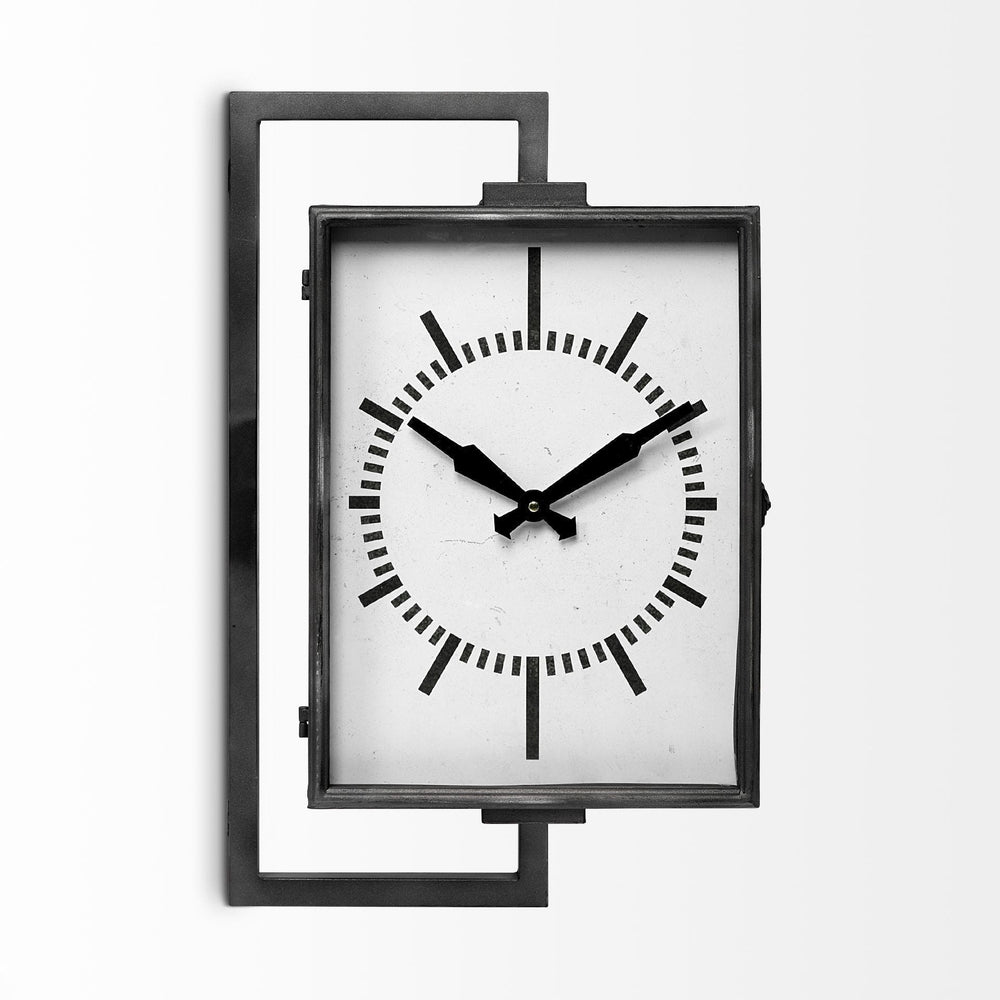 Rectangular Large Black Industrial Style Wall Clock - Homeroots