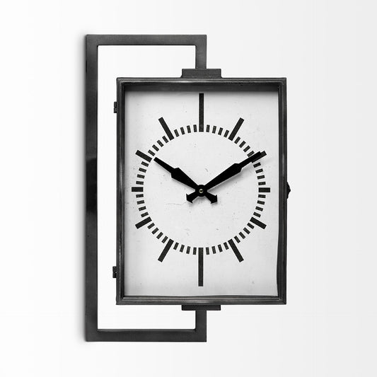 Rectangular Large Black Industrial Style Wall Clock - Homeroots
