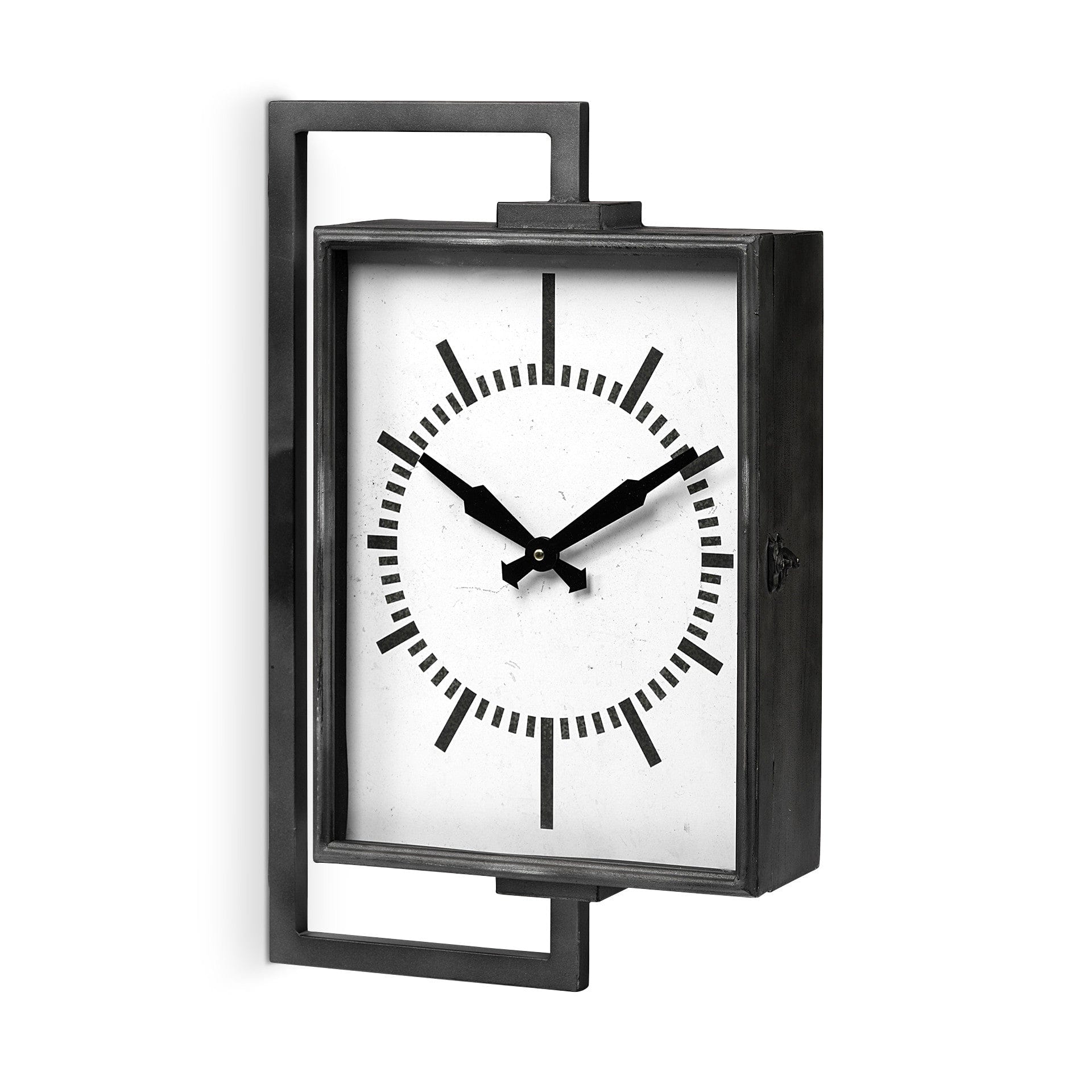 Rectangular Large Black Industrial Style Wall Clock - Homeroots