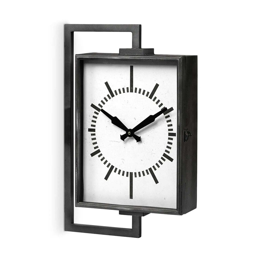 Rectangular Large Black Industrial Style Wall Clock - Homeroots - Flyclothing LLC
