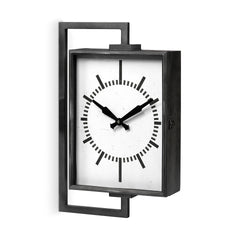 Rectangular Large Black Industrial Style Wall Clock - Homeroots