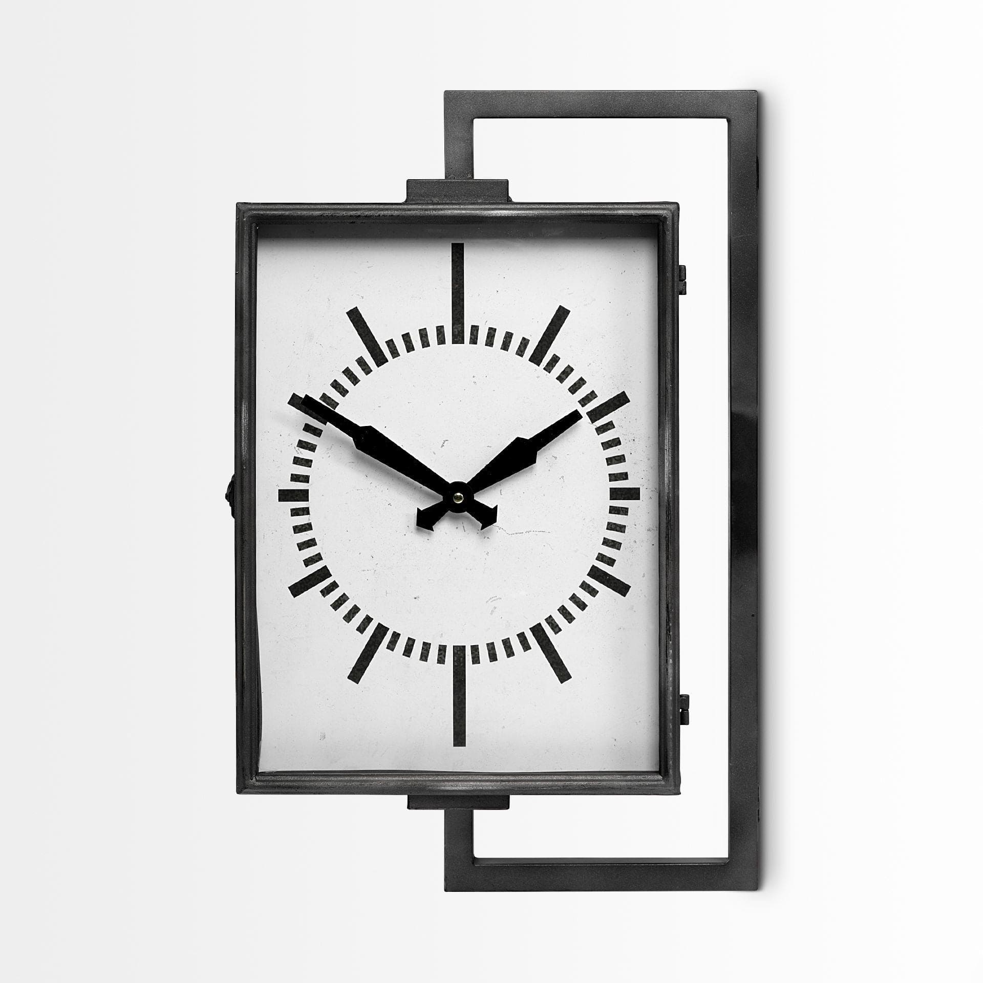 Rectangular Large Black Industrial Style Wall Clock - Homeroots
