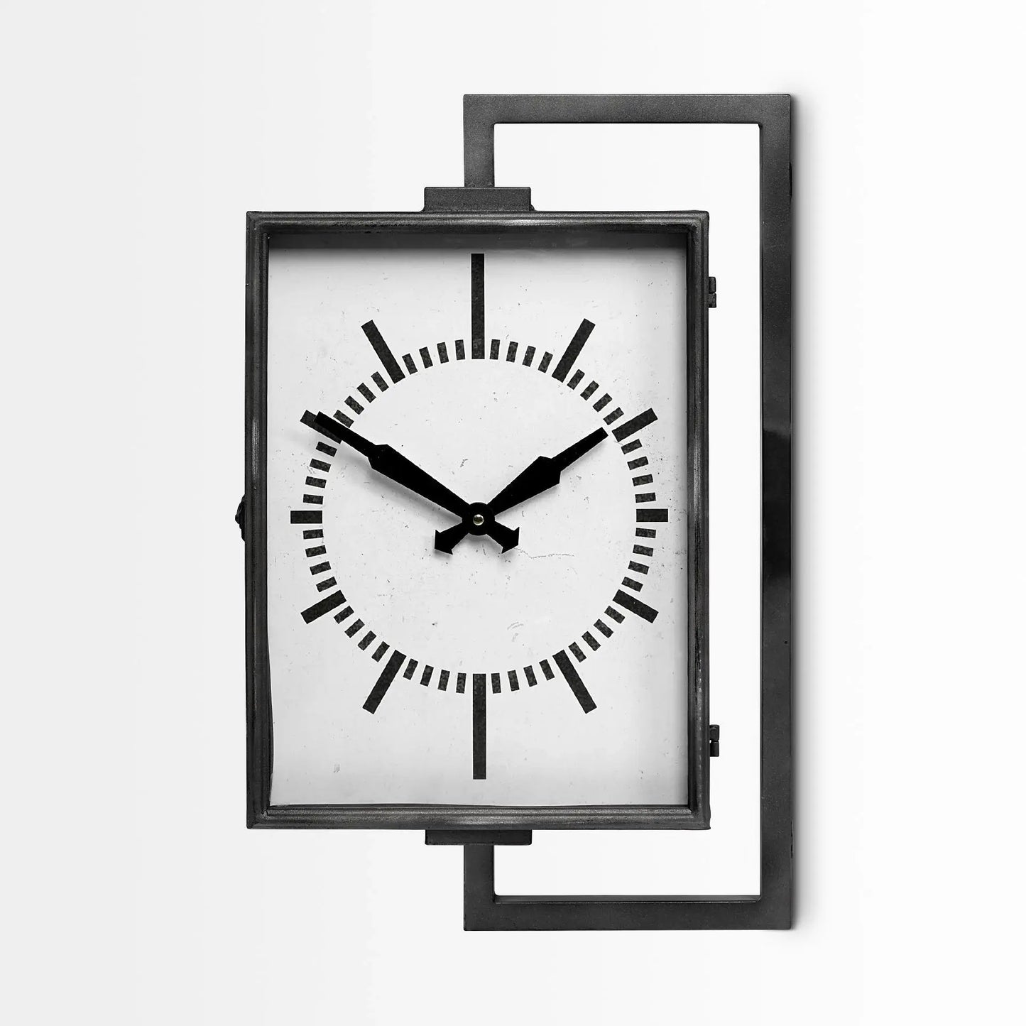 Rectangular Large Black Industrial Style Wall Clock - Homeroots - Flyclothing LLC